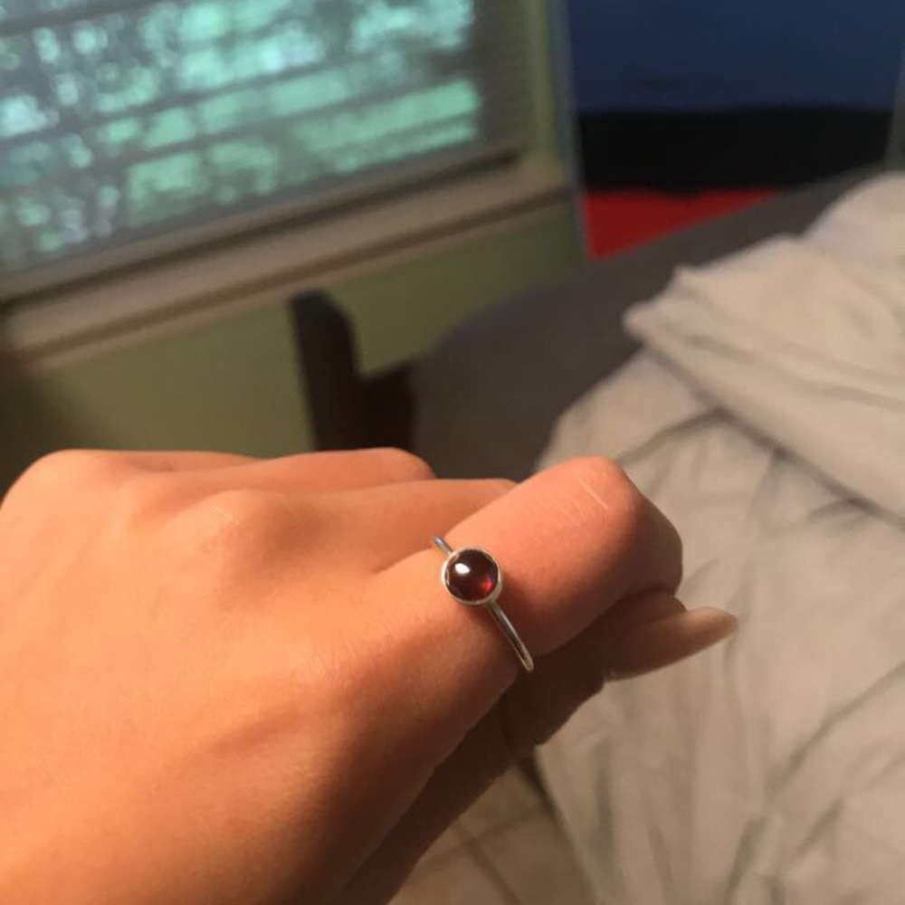 Size 6 Pandora birthday garnet stone ring